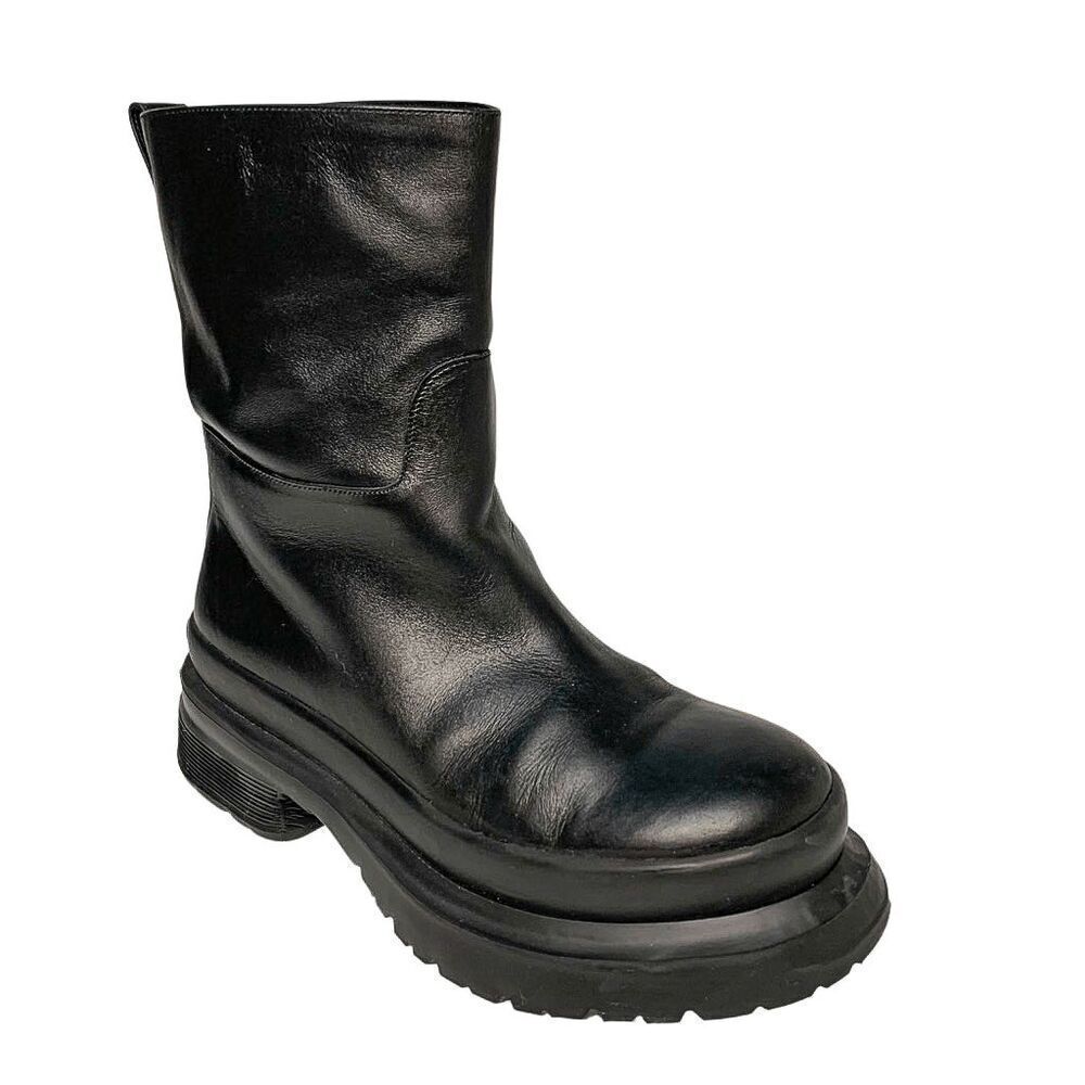 Valentino Garavani Leather Rockstud Platform Biker Boots EU 40 US 10 Black
